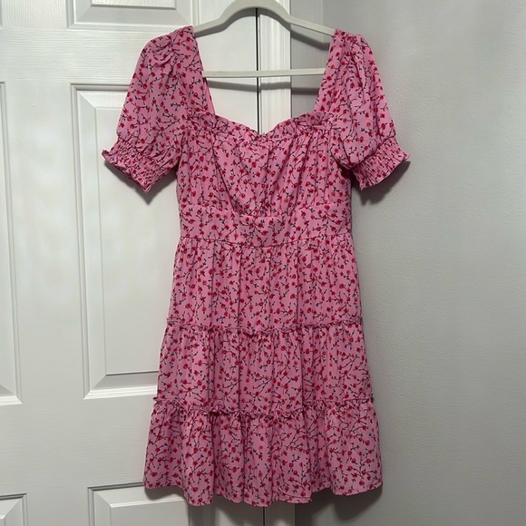 Women’s Pink floral print summer dress - Picture 1 of 4